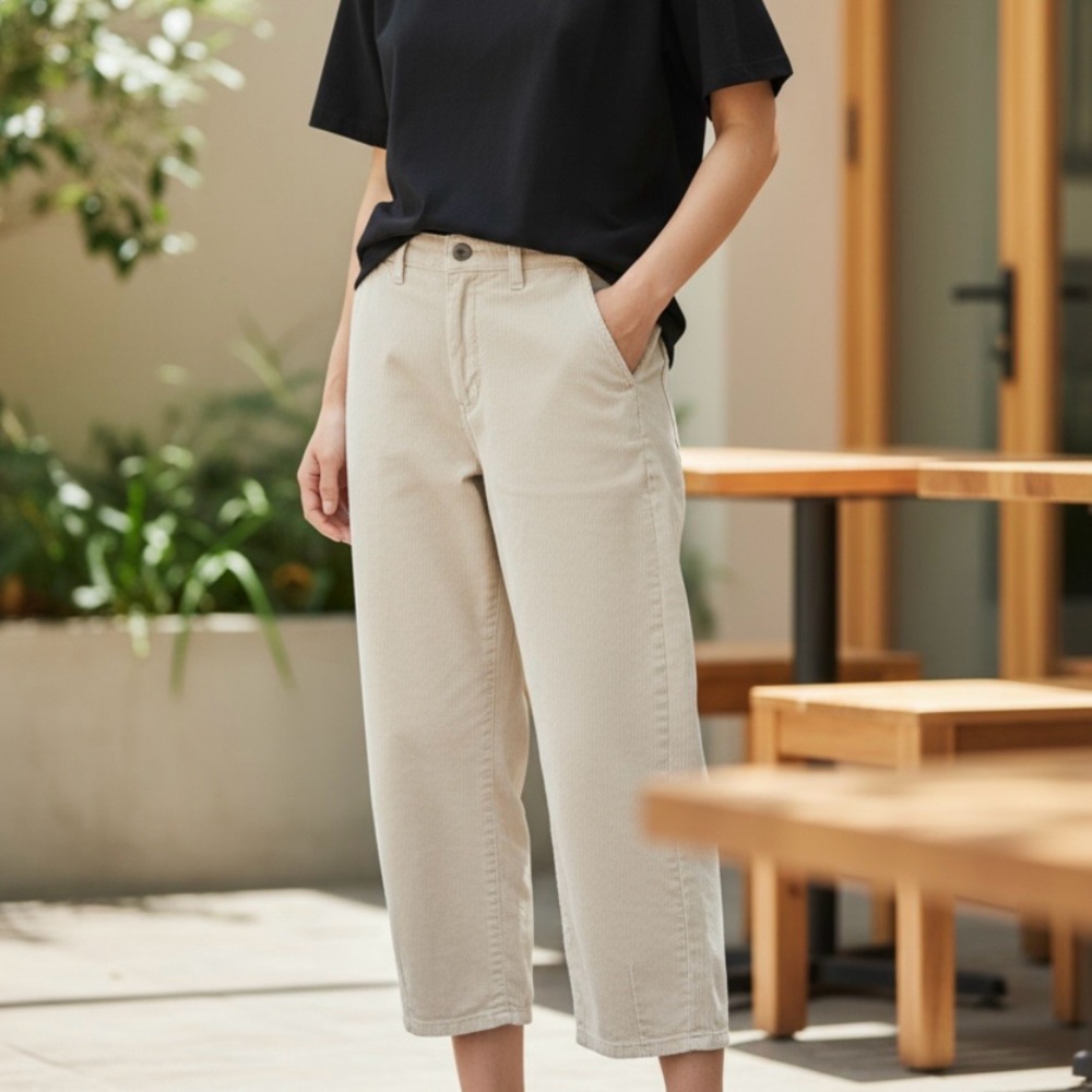 Barrel corduroy pants‎ in cream XS fits S